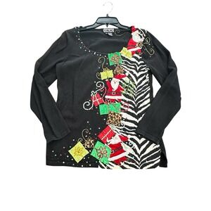 Berek Sweater Womens Medium Christmas Santa Beaded Sequin Embellished #V4-1